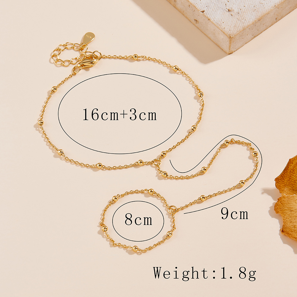 European and American style 925 sterling silver beaded chain finger bracelet, trendy and unique, light luxury style, satellite chain bracelet.