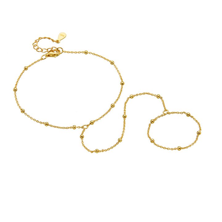 European and American style 925 sterling silver beaded chain finger bracelet, trendy and unique, light luxury style, satellite chain bracelet.