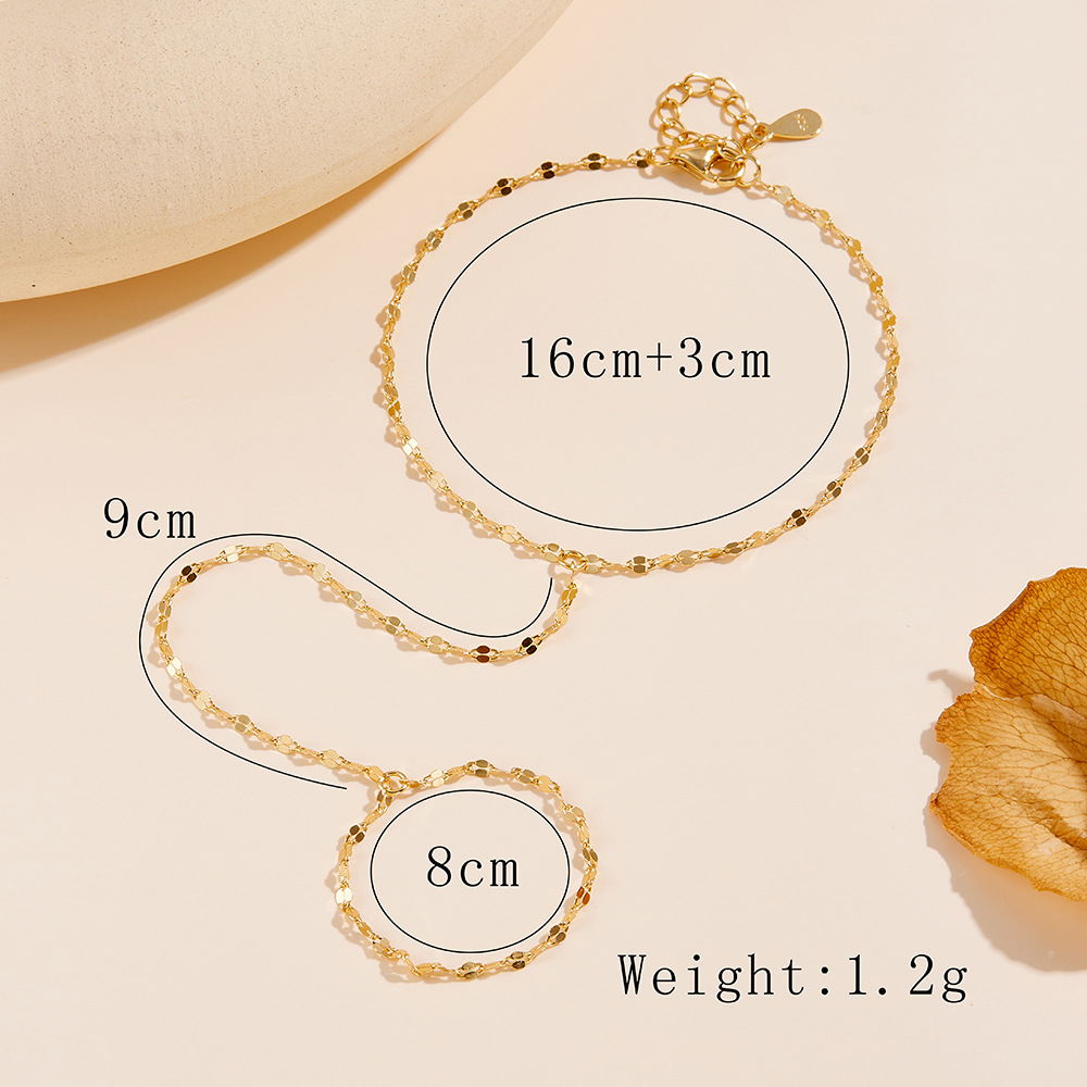 925 Sterling Silver Super Shiny Tile Chain Finger Chain, European and American Luxury, Trendy and Personalized Fashion Bracelet Jewelry
