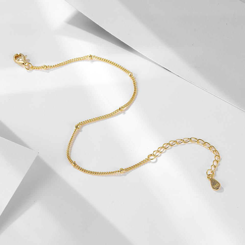 S925 sterling silver beaded chain bracelet, simple and versatile small round bead bracelet for women, exquisite niche design, high-end jewelry.