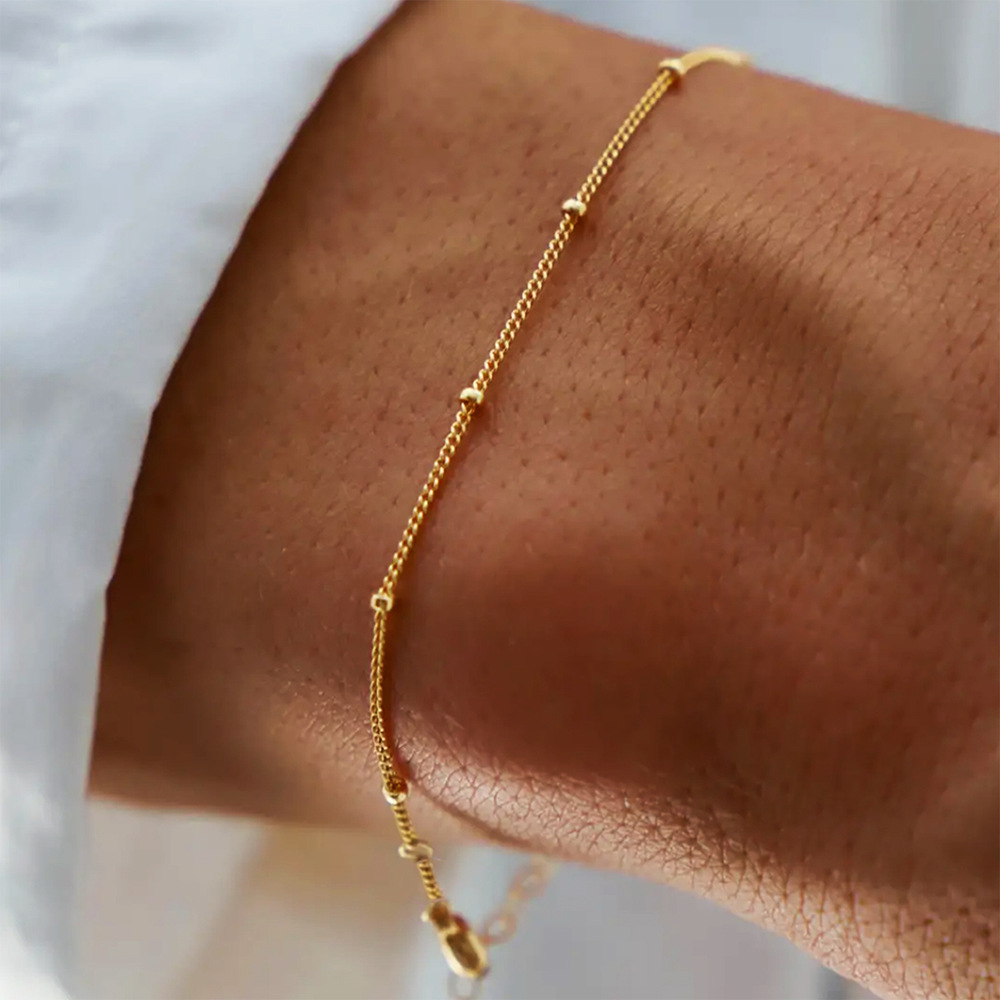 S925 sterling silver beaded chain bracelet, simple and versatile small round bead bracelet for women, exquisite niche design, high-end jewelry.