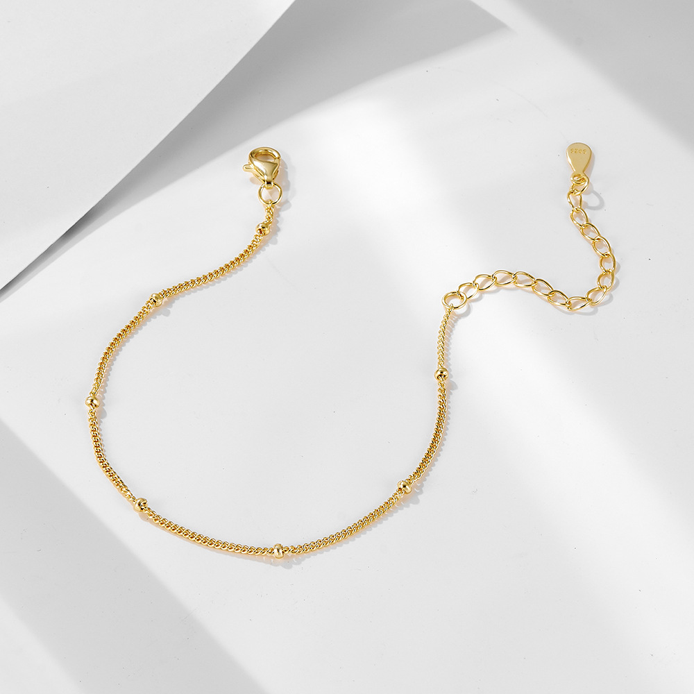 S925 sterling silver beaded chain bracelet, simple and versatile small round bead bracelet for women, exquisite niche design, high-end jewelry.