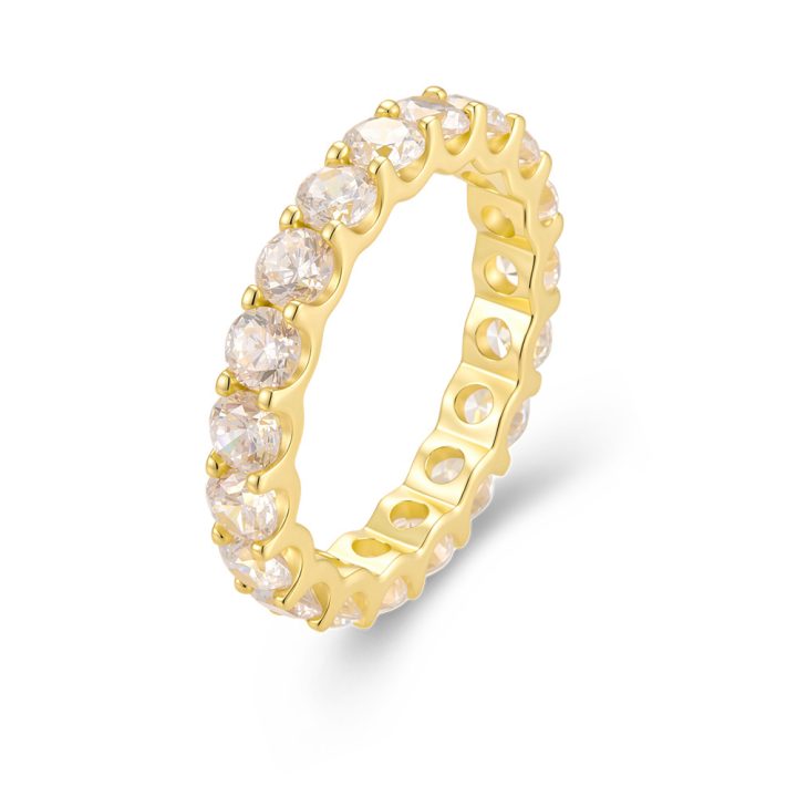 Popular European and American style S925 sterling silver 3.5mm cubic zirconia ring for women, simple and versatile, perfect for stacking and full diamond rings.