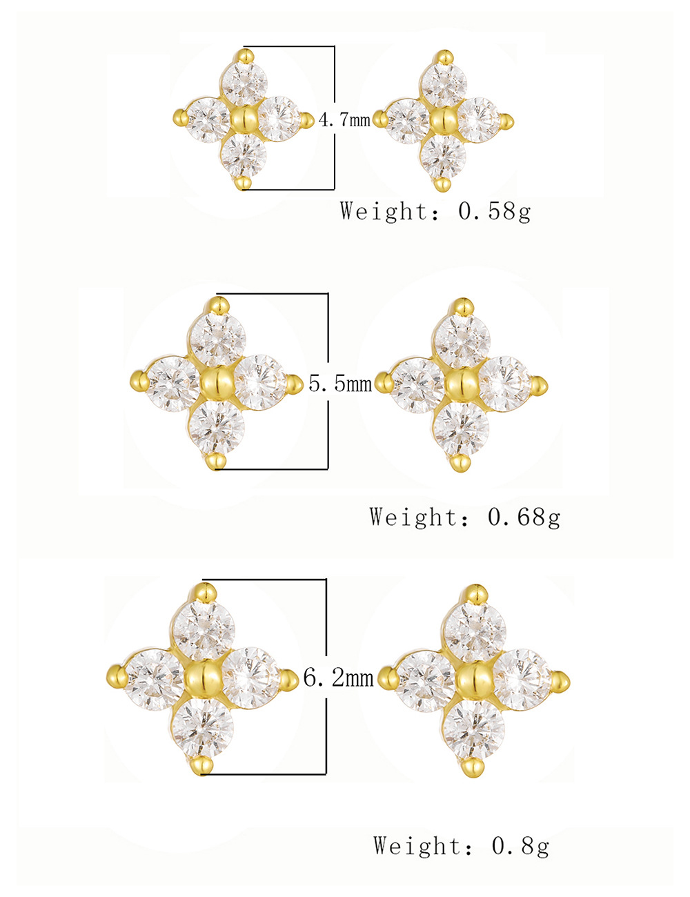 S925 Sterling Silver Four-Leaf Clover Zirconia Stud Earrings for Women, Simple and Versatile European and American Style, Small Flower Earrings