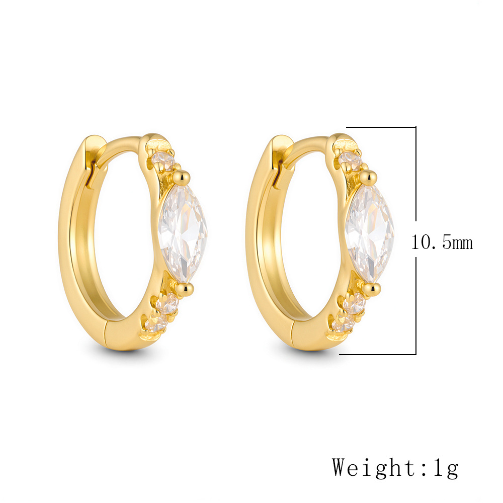 S925 Sterling Silver Luxury Diamond-Set Circle Earrings with a High-End Feel, Fashionable Retro Light Luxury Marquise Zircon Earrings