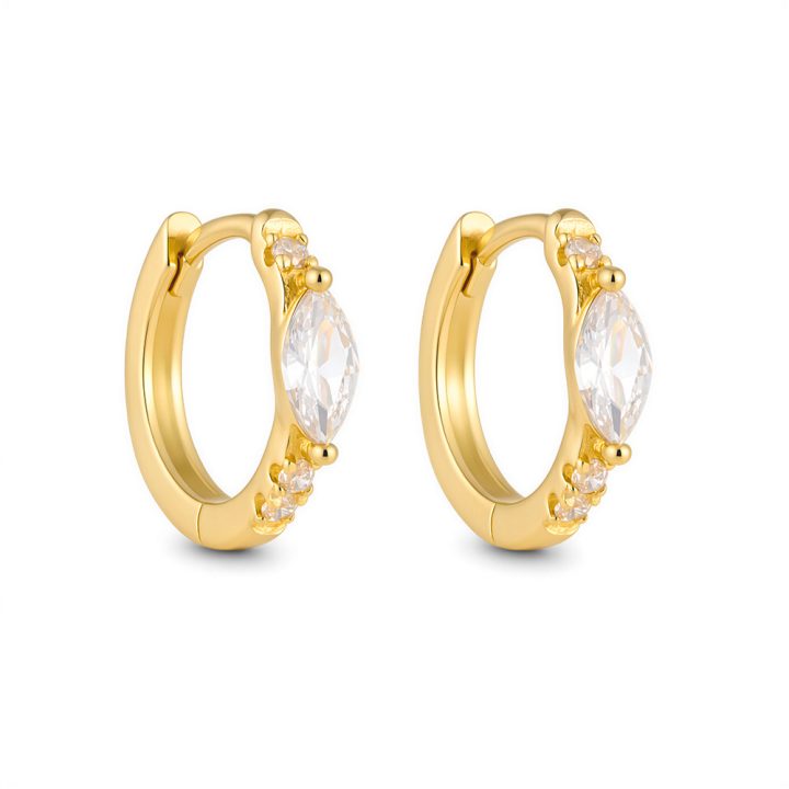 S925 Sterling Silver Luxury Diamond-Set Circle Earrings with a High-End Feel, Fashionable Retro Light Luxury Marquise Zircon Earrings