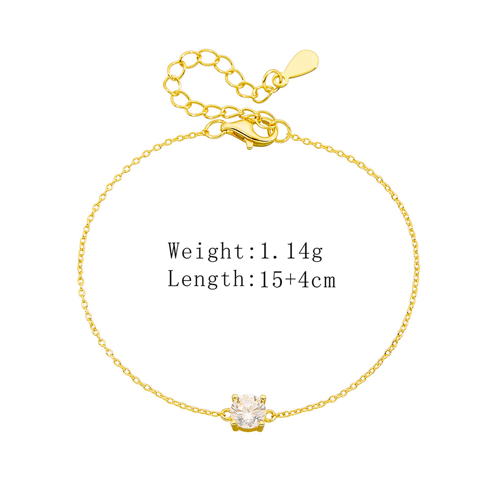 S925 Sterling Silver Everyday Basic Single Diamond Bracelet, European and American Style, Niche Design, Light Luxury, Versatile Jewelry for Layering
