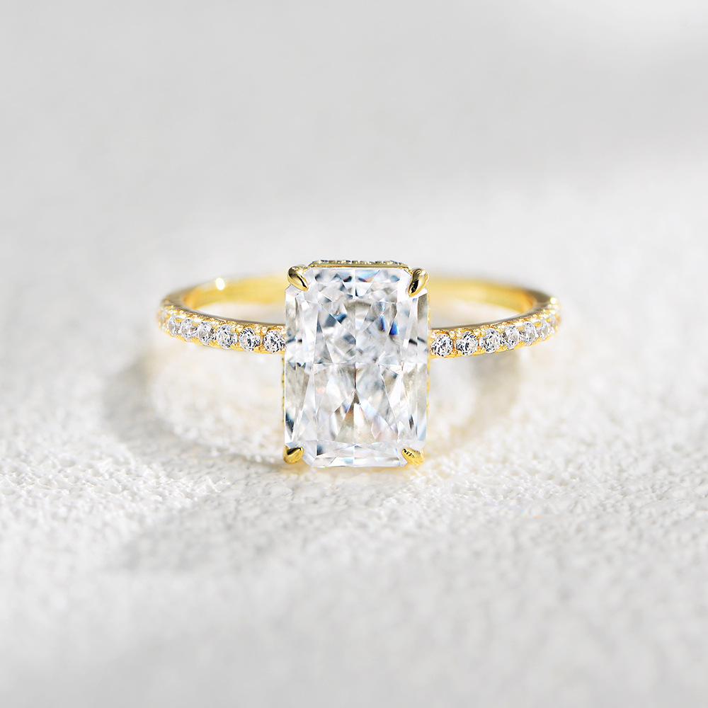 S925 Sterling Silver Super Sparkling Icy Flower Cut Zirconia Ring Set, High-Quality European and American Style, Light Luxury, INS Style Ring Set