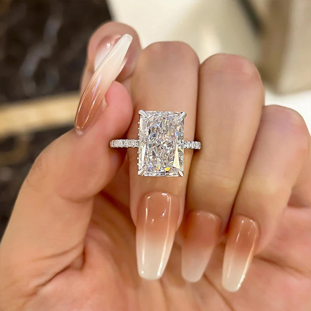 S925 Sterling Silver Super Sparkling Icy Flower Cut Zirconia Ring Set, High-Quality European and American Style, Light Luxury, INS Style Ring Set