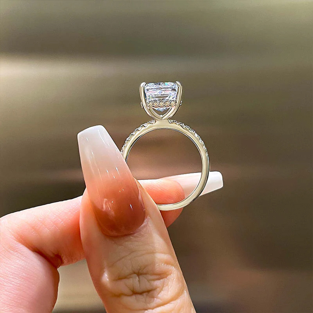 S925 Sterling Silver Super Sparkling Icy Flower Cut Zirconia Ring Set, High-Quality European and American Style, Light Luxury, INS Style Ring Set