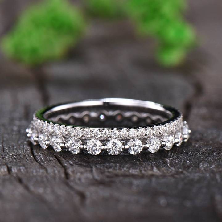 European and American style women's sterling silver rings, niche and unique full diamond zircon rings, combination rings, simple hand jewelry.