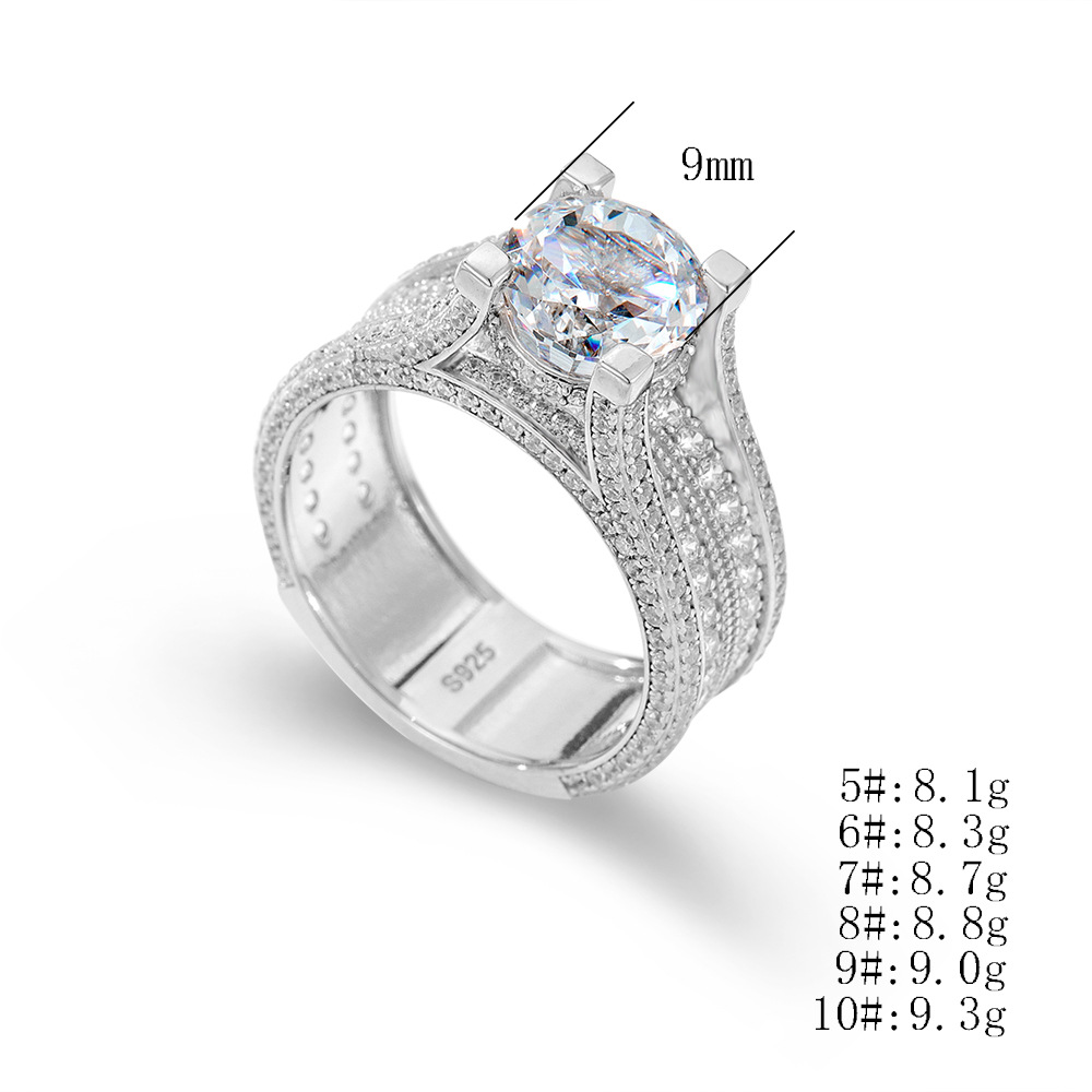 S925 Sterling Silver 5A Ice Flower Cut Zirconia Ring for Women, New European and American Style, Micro-paved Full Diamond Wedding Ring/Bracelet