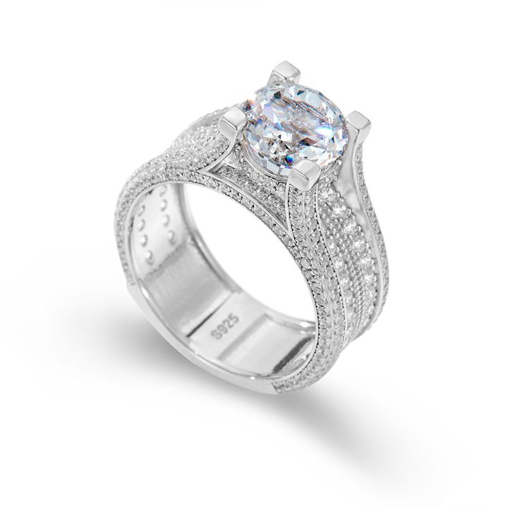 S925 Sterling Silver 5A Ice Flower Cut Zirconia Ring for Women, New European and American Style, Micro-paved Full Diamond Wedding Ring/Bracelet