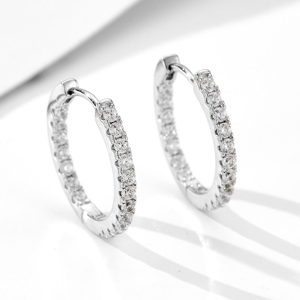 925 Sterling Silver Vintage High-End Diamond-Studded Earrings, Hoop Earrings, Women's European and American Style Trendy Fashionable Personalized Ear Clips