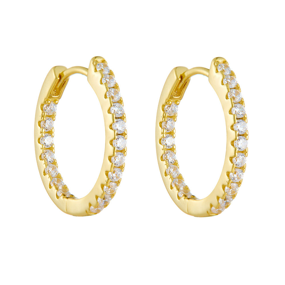925 Sterling Silver Vintage High-End Diamond-Studded Earrings, Hoop Earrings, Women's European and American Style Trendy Fashionable Personalized Ear Clips