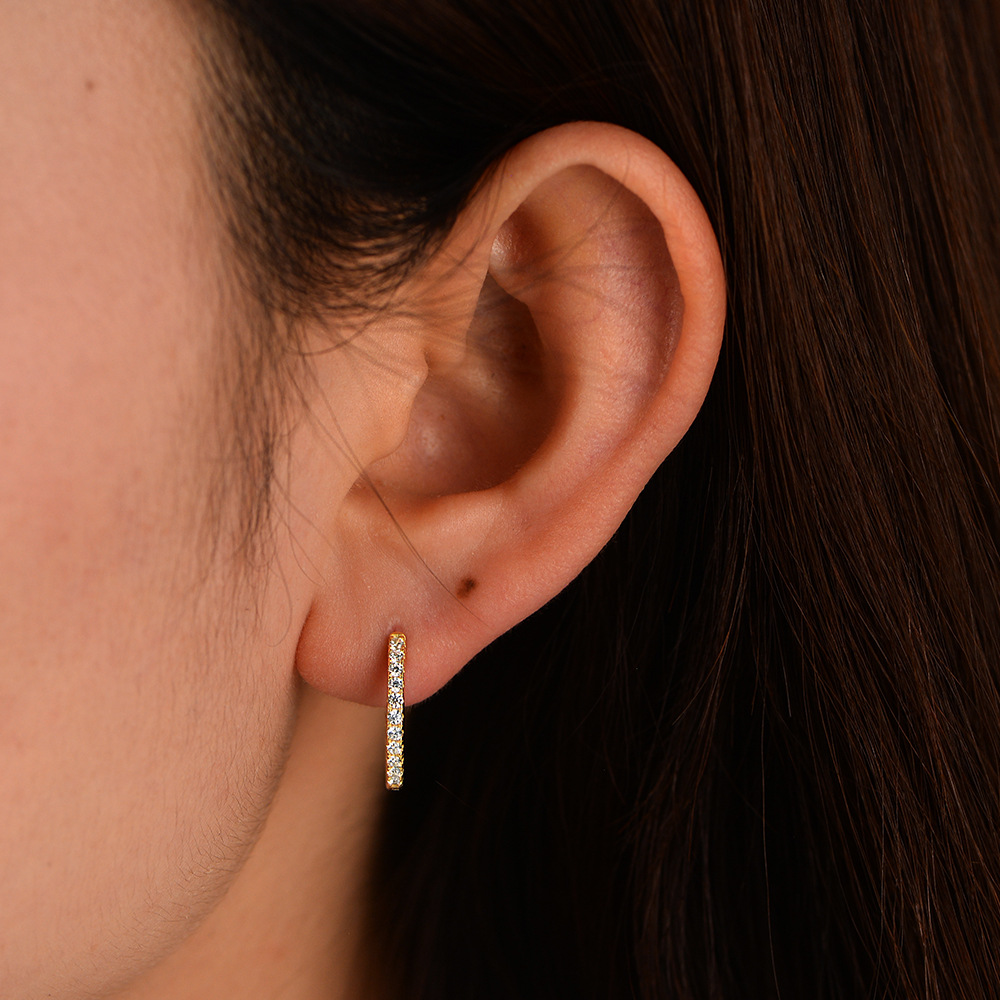 925 Sterling Silver Vintage High-End Diamond-Studded Earrings, Hoop Earrings, Women's European and American Style Trendy Fashionable Personalized Ear Clips