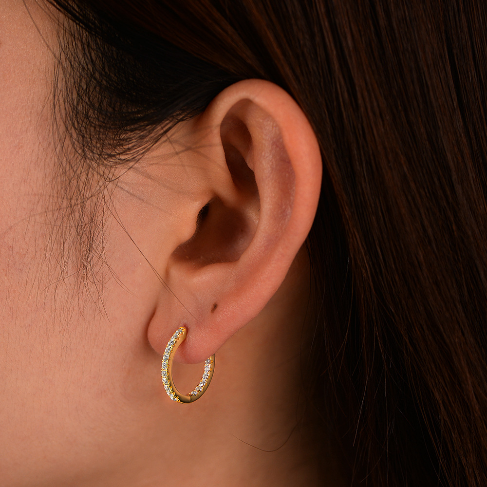 925 Sterling Silver Vintage High-End Diamond-Studded Earrings, Hoop Earrings, Women's European and American Style Trendy Fashionable Personalized Ear Clips