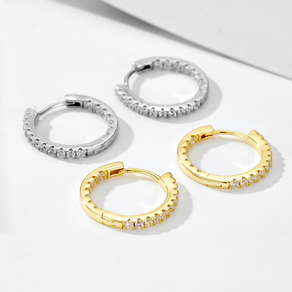 925 Sterling Silver Vintage High-End Diamond-Studded Earrings, Hoop Earrings, Women's European and American Style Trendy Fashionable Personalized Ear Clips