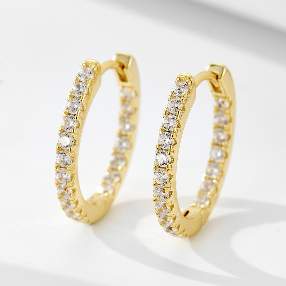 925 Sterling Silver Vintage High-End Diamond-Studded Earrings, Hoop Earrings, Women's European and American Style Trendy Fashionable Personalized Ear Clips