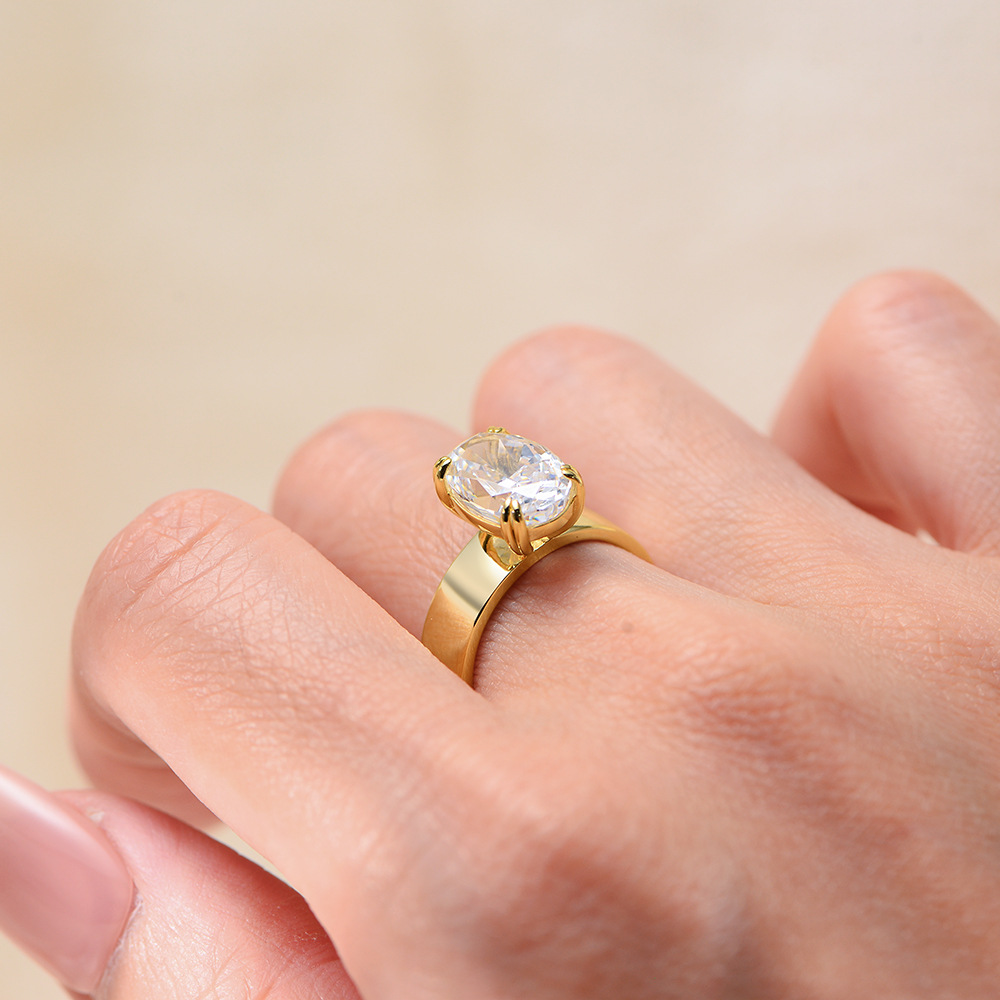 S925 sterling silver minimalist classic 8*12 ice flower cut zircon ring for women, European and American style, stackable wedding ring.