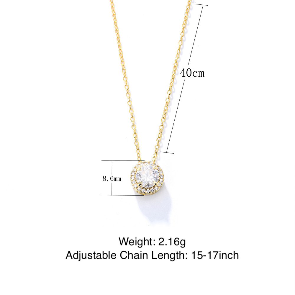 S925 Sterling Silver Diamond and Round Zircon Necklace for Women, Unique Design, European and American Style, Versatile Collarbone Chain