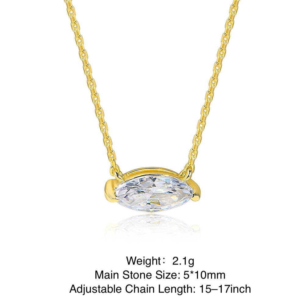New European and American fashion bestseller: S925 sterling silver marquise zircon pendant necklace for women, trendy and simple clavicle chain.