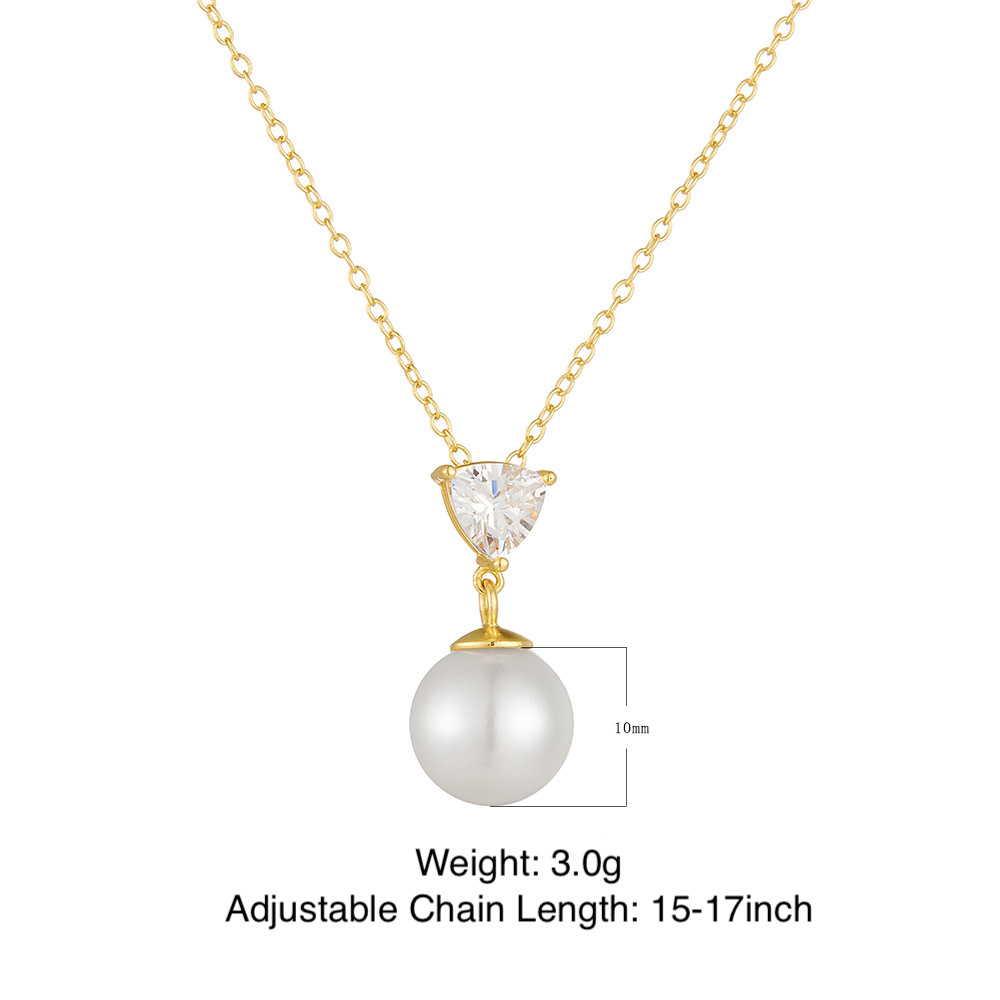S925 Sterling Silver Heart-Shaped Zircon Pearl Necklace for Women - Versatile, Simple, Collarbone Chain, Silver Jewelry - Niche Design, Light Luxury