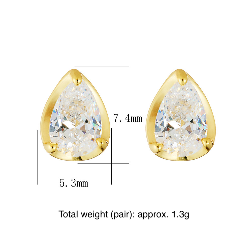 Exclusively for European and American style, new teardrop zircon stud earrings, 925 sterling silver, luxurious and versatile earrings.