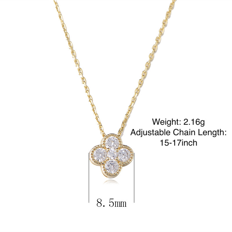 S925 Sterling Silver Diamond Necklace for Women: A luxurious design with a touch of elegance, featuring a versatile four-leaf clover motif and a fresh, youthful feel.