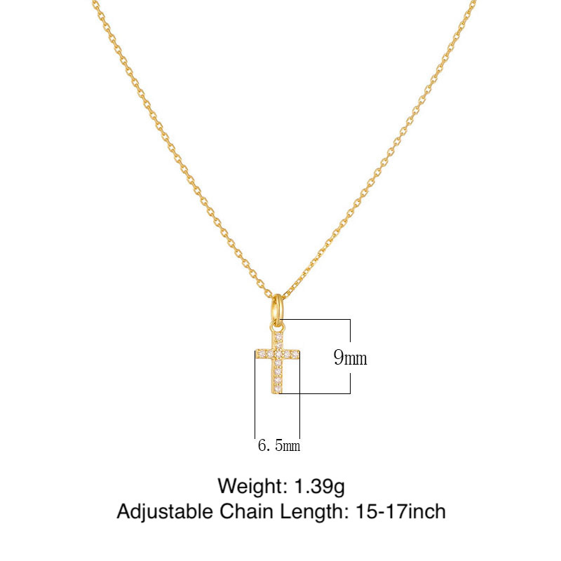 Simple and elegant European and American style diamond-encrusted cross sterling silver necklace for women, niche design, high-end clavicle chain/necklace