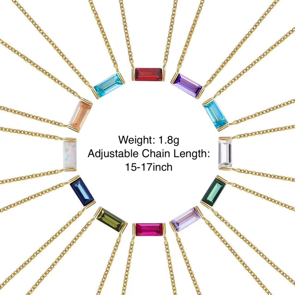 Popular European and American style twelve birthstone pendant clavicle chain for women, 925 sterling silver, simple and stylish lucky stone necklace