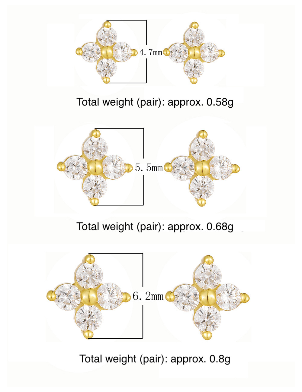 S925 Sterling Silver Four-Leaf Clover Zirconia Stud Earrings for Women, Simple and Versatile European and American Style, Small Flower Earrings