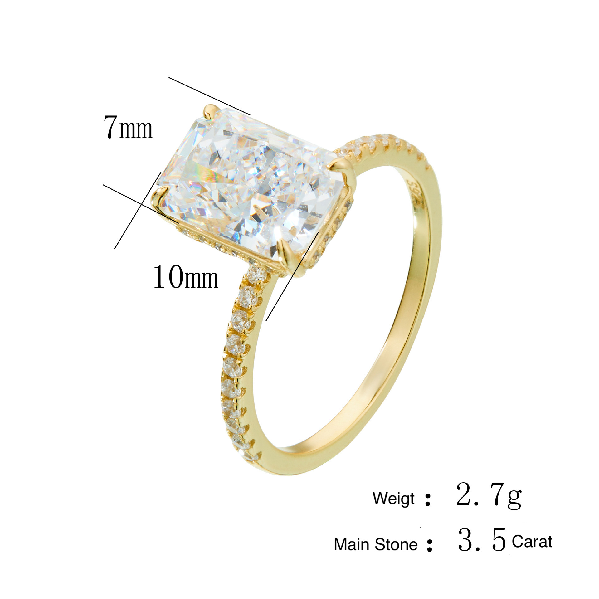 Hot-selling 925 sterling silver 7*10mm ice flower cut high carbon diamond ring, fashionable and luxurious 3.5 carat ring.