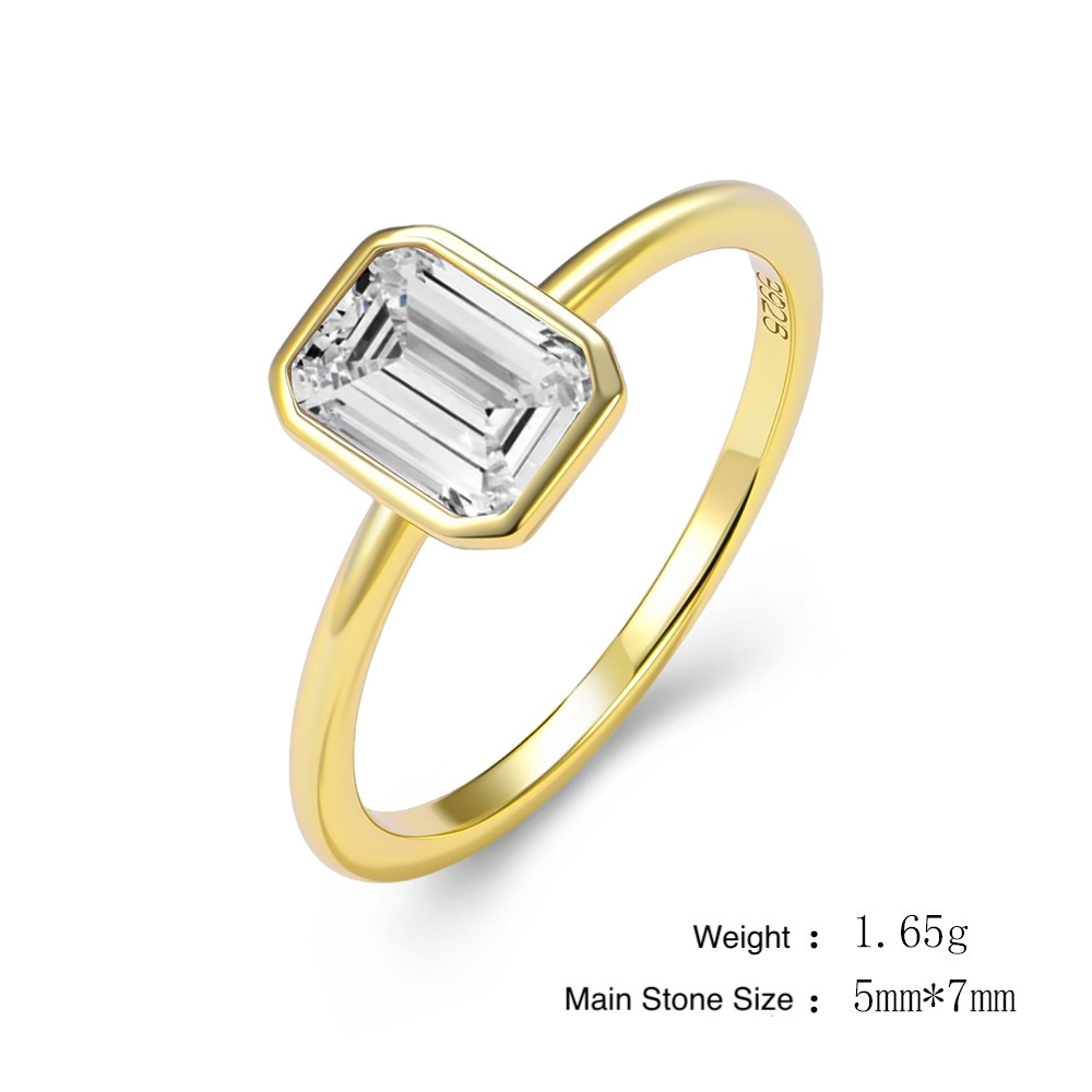 S925 Sterling Silver Square Diamond Zirconia Ring for Women - Hot Selling Fashionable and Versatile European and American Style Niche Luxury Ring